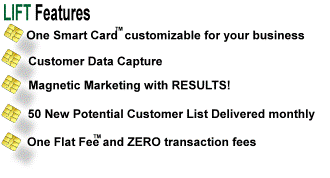 Smart card customizable fo ryour business, customer data capture, marketing with results, 50 new customer list monthly, no fees, ODC